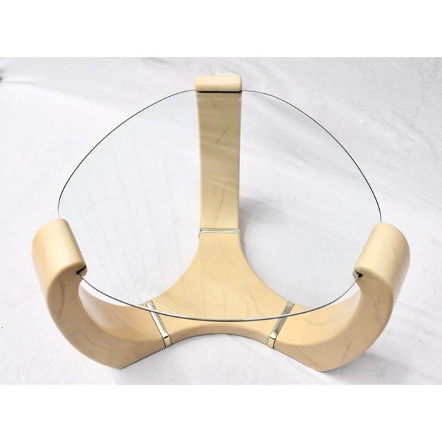 Mid-Century Modern Postmodern End Tables After Karl Springer With Faux Goatskin Finish, Glass Tops For Sale - Image 3 of 13