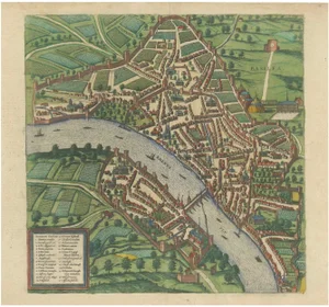 Braun & Hogenbergs, Birds-Eye View of Basel, 1575, Paper