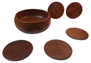 Mid-Century Teak Salad Bowl & Sushi Plates Set, 1960s, Set of 6