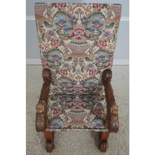 Age: Approx: 100 Years Old Details: Tight & Sturdy Cherub Carved Arms Large Impressive Chair Italian Design Ready For Your...