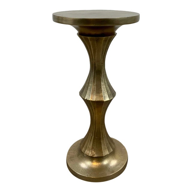 Currey & Co. Modern Bronze Finished Fluted Drinks Table For Sale