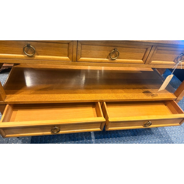 Baker Furniture Milling Road Walnut Drop-Leaf Serving Cart / Console on Casters For Sale - Image 12 of 15