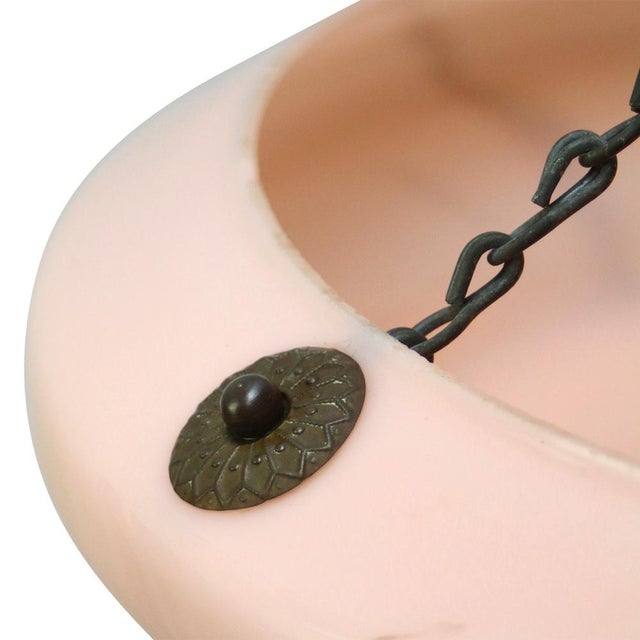 Art Deco Pendant Lamp in Brass and Pink Glass, France, 1920s For Sale - Image 3 of 8