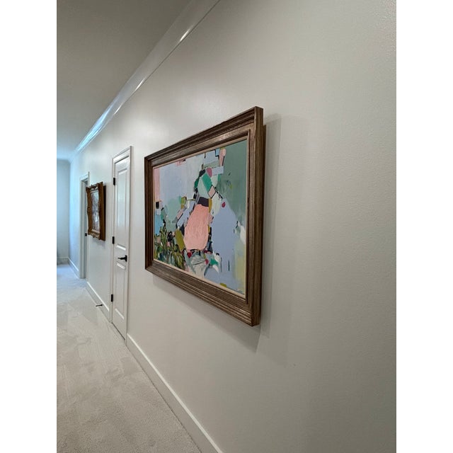 Large Scale Framed Original Abstract Oil Painting Titled "New Chapter" on Repurposed Linen Canvas by Kendra Dennis For Sale - Image 17 of 18