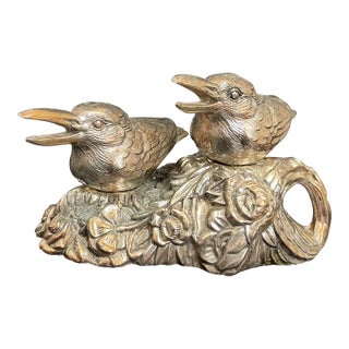 Vintage Silver Metal Bird Salt and Pepper Shakers For Sale
