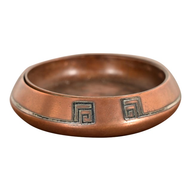 Heintz Arts & Crafts Sterling Silver on Bronze Ashtray or Catchall For Sale