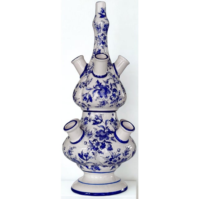 Mid 20th Century Made in Italy Mid-Century Delft Style Tulipiere For Sale - Image 5 of 13