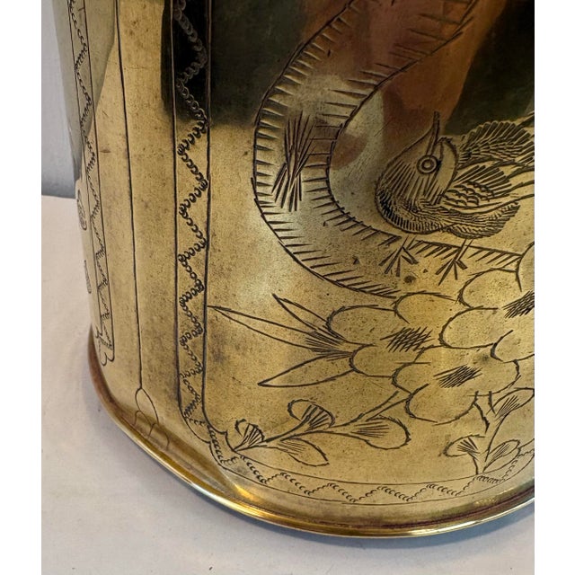 Vintage Etched Brass Asian Tea Caddy For Sale - Image 11 of 12