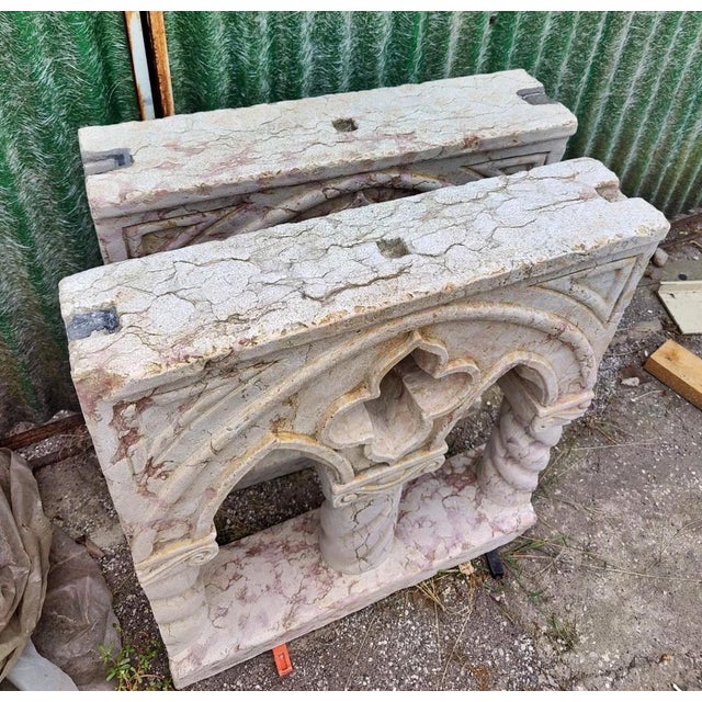 Spectacular Marble Mullioned Windows or Table Bases - H 76 Cm, Venice, Set of 2 For Sale - Image 6 of 9