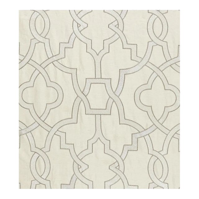 Sample - The House of Scalamandré Damascus Embroidery Fabric, Alabaster For Sale