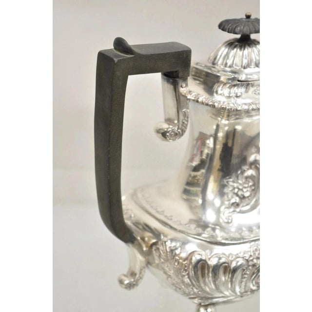 Antique English Victorian Silver Plated Floral Repousse Coffee Pot Teapot For Sale - Image 10 of 11