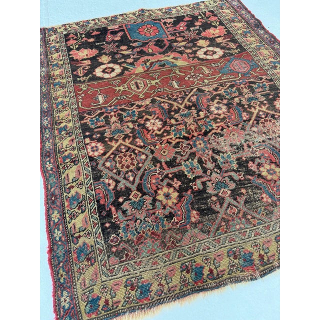 1900 - 1909 1900's Antique Persian Halvai Bidjar Sampler or "Wagireh" Rug - 3.8 x 4.5 For Sale - Image 5 of 8