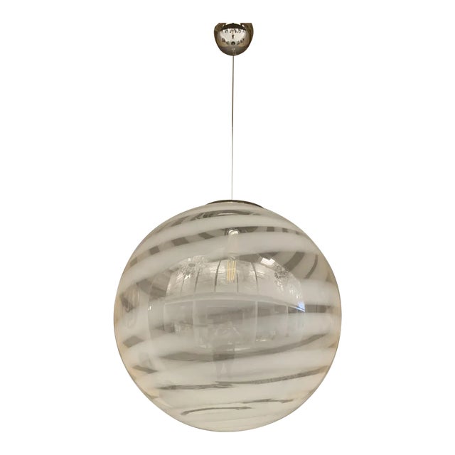 White and Transparent Sphere Lamp in Murano Glass from Simoeng For Sale - Image 6 of 7