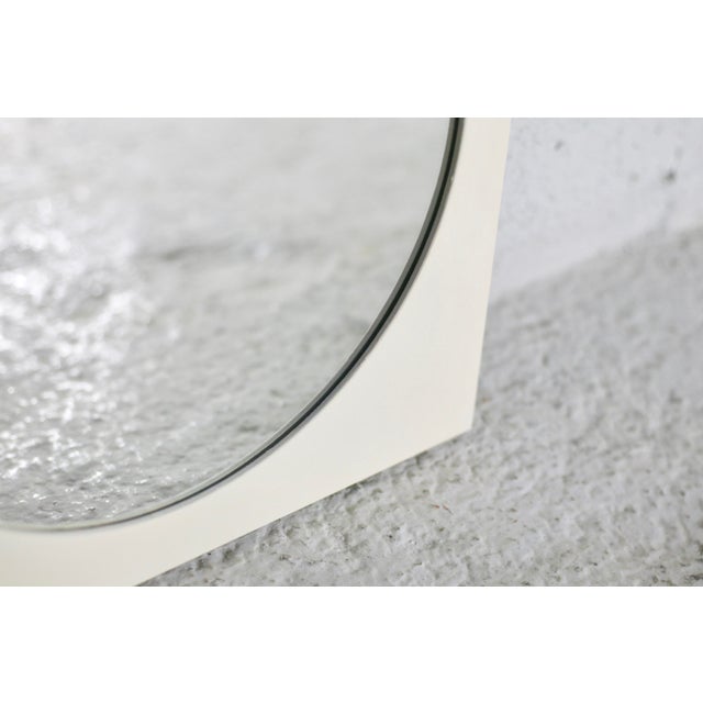 “Space age” mirror, steel, 1970s Steel covered with beige paint (small traces visible). Strong and stable Design 1970