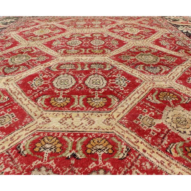 Antique Turkish Oushak Rug With Paisley Border and Over All Tribal Design For Sale In Atlanta - Image 6 of 8