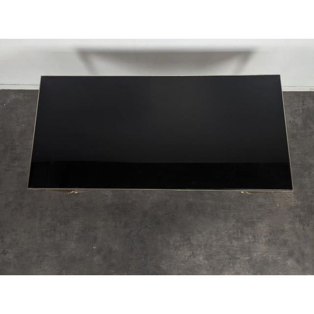 Neoclassical Coffee Table in Brass and Black Glass, 1960s For Sale - Image 4 of 9