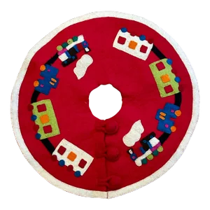 Felted Wool Appliqué Christmas Tree Skirt for Tabletop Tree