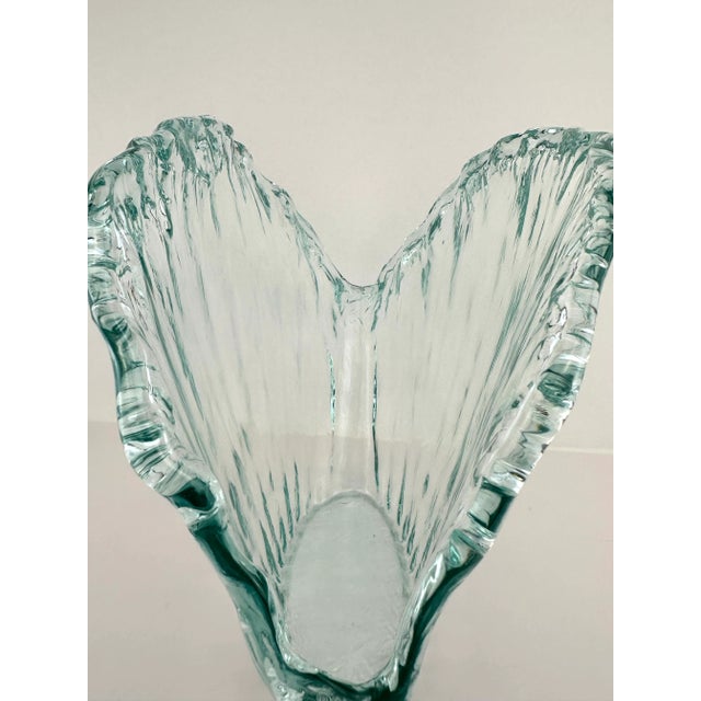 Large 1980s Contemporary Art Glass Ocean Water Wave Vase For Sale - Image 4 of 10