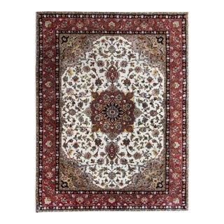 Vintage Persian Silk and Wool Tabriz Rug For Sale