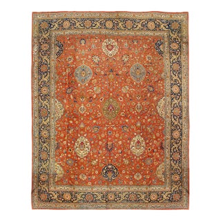 Pasargad DC Rust Persian Antique Tabriz Rug For Sale