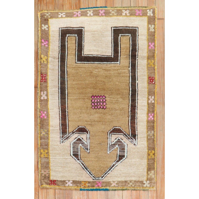 One of a kind mid-20th-century eclectic Turkish prayer Anatolian rug Measures: 2'8" x 3'11".