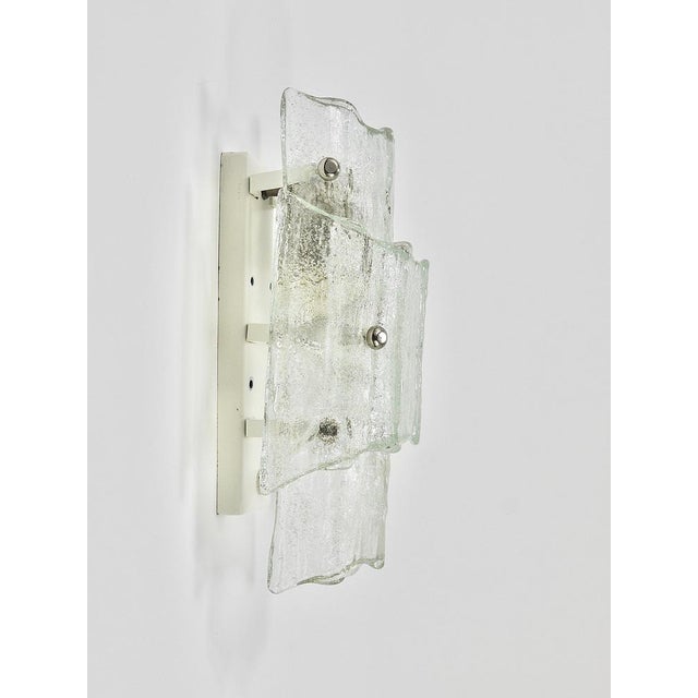 Kalmar Mid-Century Frosted Ice Glass Sconces by J. T. Kalmar for Kalmar, 1960s For Sale - Image 4 of 18