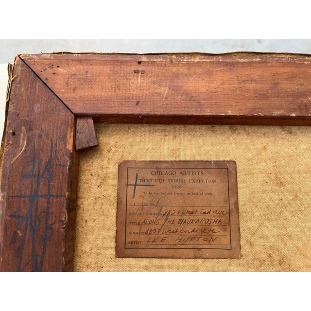 Arts & Crafts Impressionist Landscape Painting, Chicago Artist, 1926 For Sale - Image 11 of 12