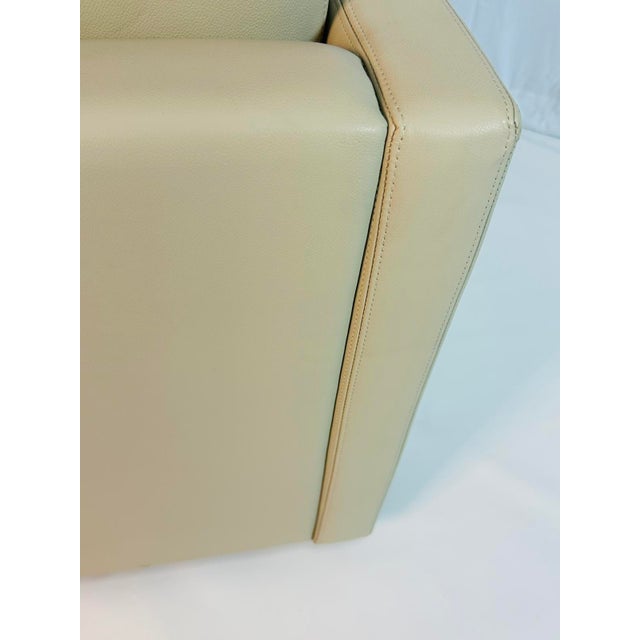 Charles Pfister for Knoll Cream Leather Lounge Chair, Labeled, American 1980's For Sale - Image 14 of 17