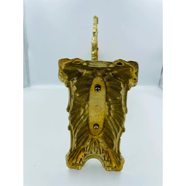 Brass Late 20th Century Heavy Brass Classical-Style Vanity Mirror For Sale - Image 8 of 12