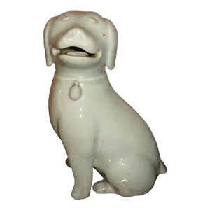 18th Century Chinese Blanc de Chine Porcelain Model of a Standing Hound Wearing a Bell