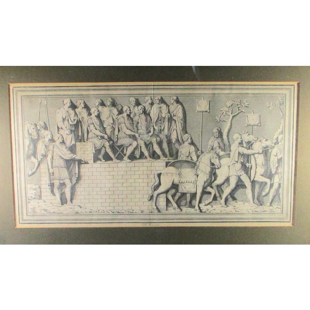 Neo-classical illustration of a detail of Trajan's Column from a bookplate. Originally a fold-out plate. Framed under...