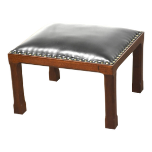 1960s Mahogany and Black Vinyl Ottoman