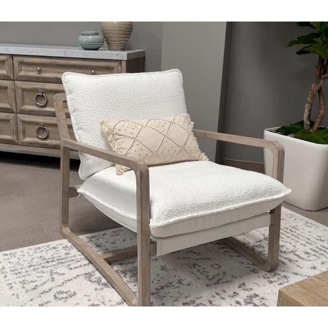 Transitional Performance White Boucle Sling Hamlin Club Chair by Essentials for Living For Sale - Image 3 of 11