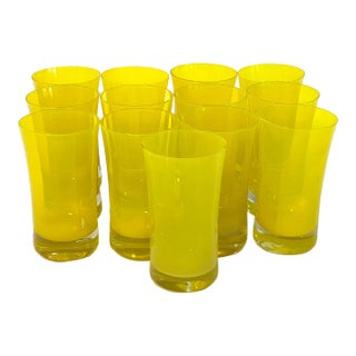 Denby Mirage Yellow Opaline Tumblers/Glasses - Set of 13 For Sale