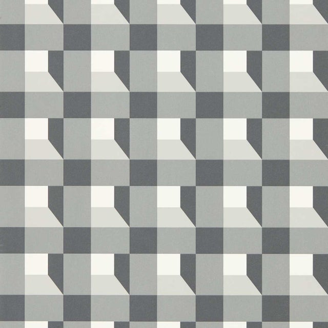 Harlequin Blocks Wallpaper in Black Earth/Sketched/Diffused Light - a Sample For Sale