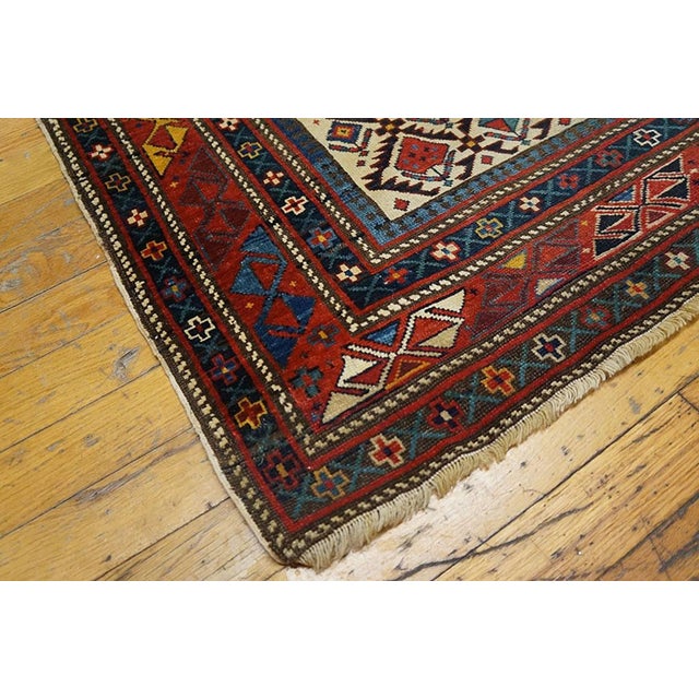 Late 19th Century 1890s Ivory Diamond Antique Caucasian Shirvan Prayer Rug 4' X 4'8" Knotted Wool Carpet For Sale - Image 5 of 5
