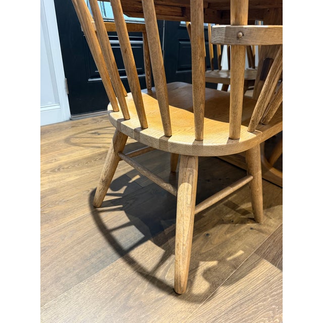 Brown Vintage Russell Wright for Conant Ball Dining Table & Six Windsor Chairs With Two Extensions For Sale - Image 8 of 15