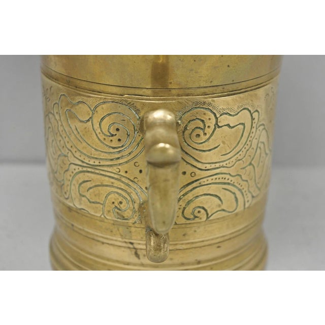 Vintage Primitive Solid Brass Mortar & Pestle Apothecary Medicine Herb Grinder For Sale - Image 12 of 13