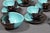 Vallauris Mid 20th Century Vallauris – Black and Turquoise Blue Faience Coffee Set - 15 pcs For Sale - Image 4 of 18