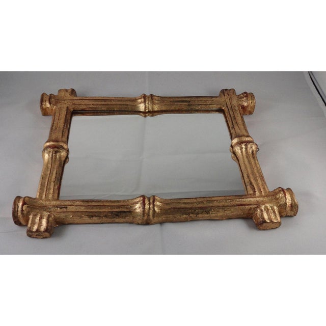 1960s Florentine Gilded Faux Bamboo Accent Mirror For Sale - Image 5 of 6