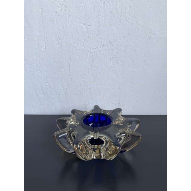 Murano Mid-Century Italian Murano Glass Sommerso Ashtray With Cobalt Blue Center, 1960s For Sale - Image 4 of 12