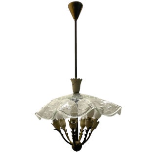 Vintage Pendant in Bronze and Murano Glass, 1950s For Sale