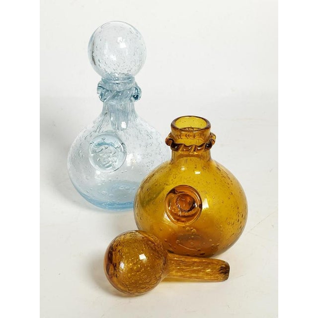 Blown Glass Bottles from Biot, France, 1970s, Set of 2 For Sale - Image 10 of 12