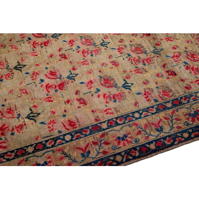 Antique Hamadan Brown Handmade Floral Motif Wool Rug For Sale In New York - Image 6 of 10