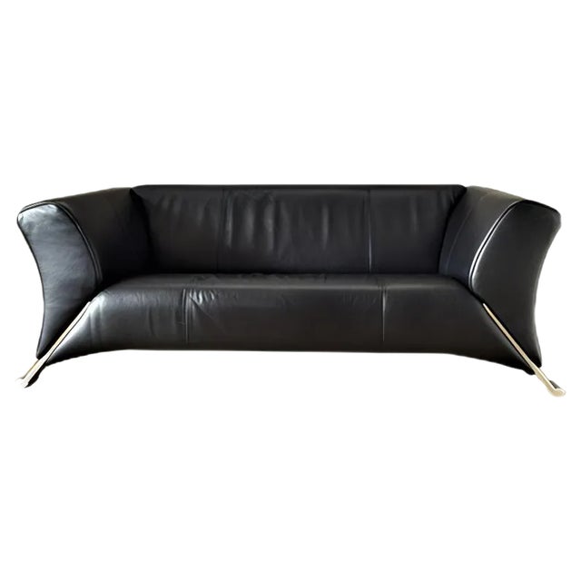 Black Leather 2-Seat Sofa by Rolf Benz, 2000s For Sale