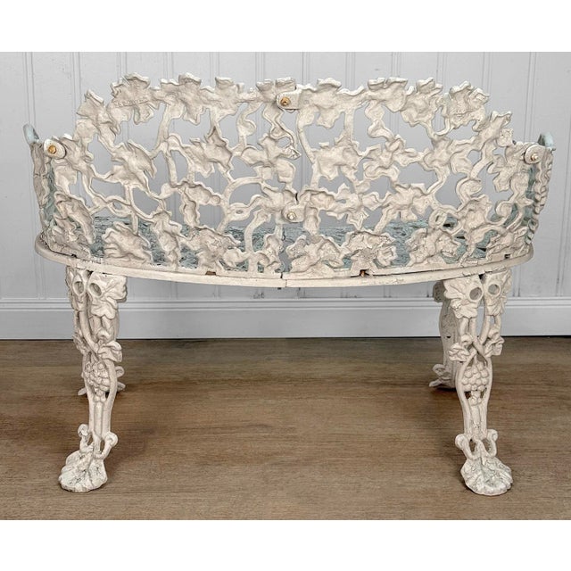 Vintage Victorian Wrought Iron Grapevine Outdoor Garden Bench For Sale - Image 4 of 10