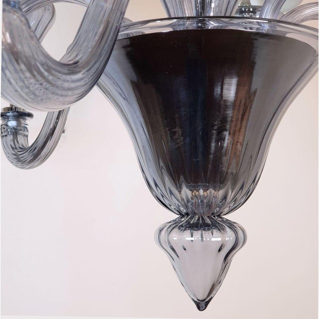 1990s Blue-Gray Murano Glass Mid Century Modern Chandelier For Sale - Image 11 of 12