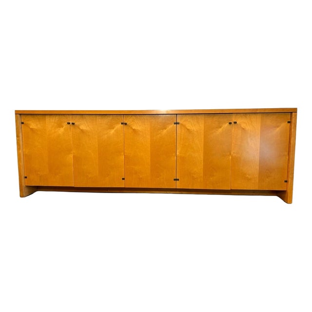 Birch Wood and Brass Sideboard by Pierre Balmain, 1980 For Sale