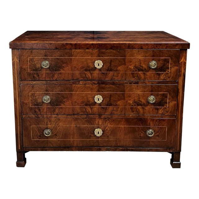 Austrian Biedermeier Mahogany Veneered Chest of Drawers For Sale