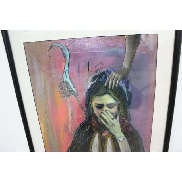 Late 20th Century Vintage Modern Abstract Oil 'Sorrow' Painting of Woman Crying by R. Macleod For Sale - Image 5 of 13